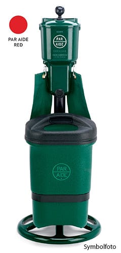 Grüner ParAide Ballwascher Deluxe mit Behälter und schwarzem Deckel für Golfbälle.