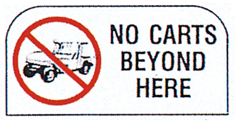 Informationsschild - 15 x 30 cm "NO CARTS BEYOND HERE" Informationsschilder Golftech