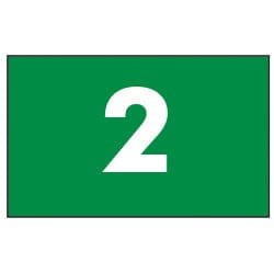 Grüne Nylonfahne mit weißer Zahl 2, rechteckig, für Golfplatzmarkierung.