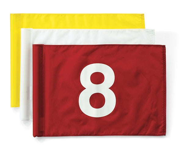 Fahne Nylon Weiß-Rot 1-9 Par Aide Fahnen Golftech