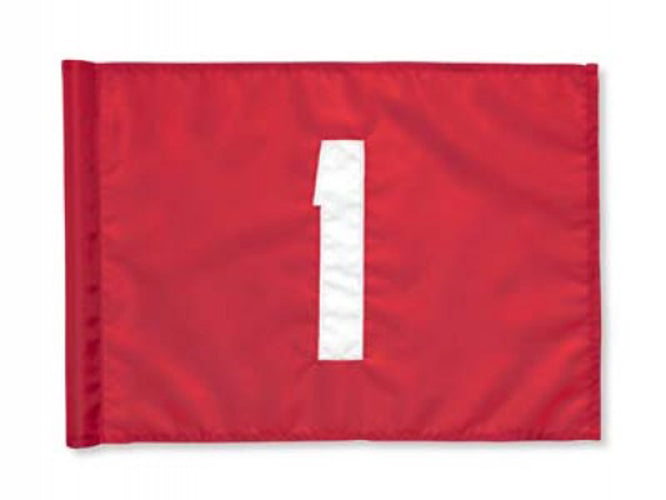 Fahne Nylon Rot mit Weißen Nummern 1-9 mit Öse - Preis per Stück Fahnen Golftech