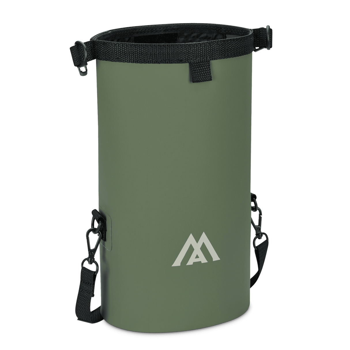 Olivgrüner Big Max Aqua Dry Packsack mit schwarzem Tragegurt und weißem Logo.