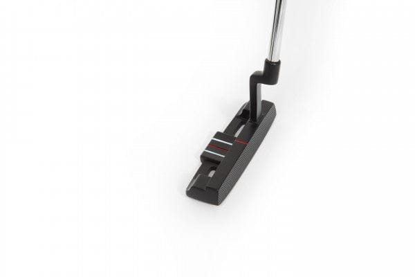 Schwarzer Jucad Putter Blade X100 mit rotem und weißem Detail, Stahlgriff und moderner Form.