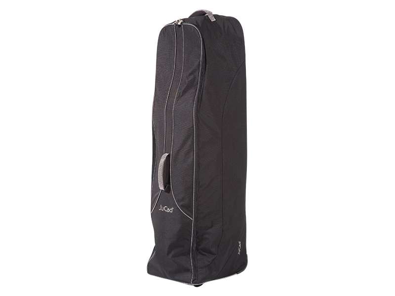 Schwarze JuCad Golf Travelcover mittel mit Reißverschluss und Tragegriff, rechteckige Form.