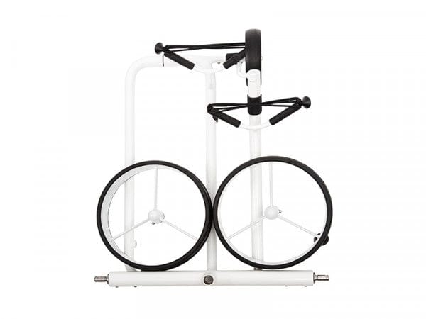 Weißer JuStar 1.0 Elektrotrolley klappbar mit zwei großen Rädern und schwarzem Griff.