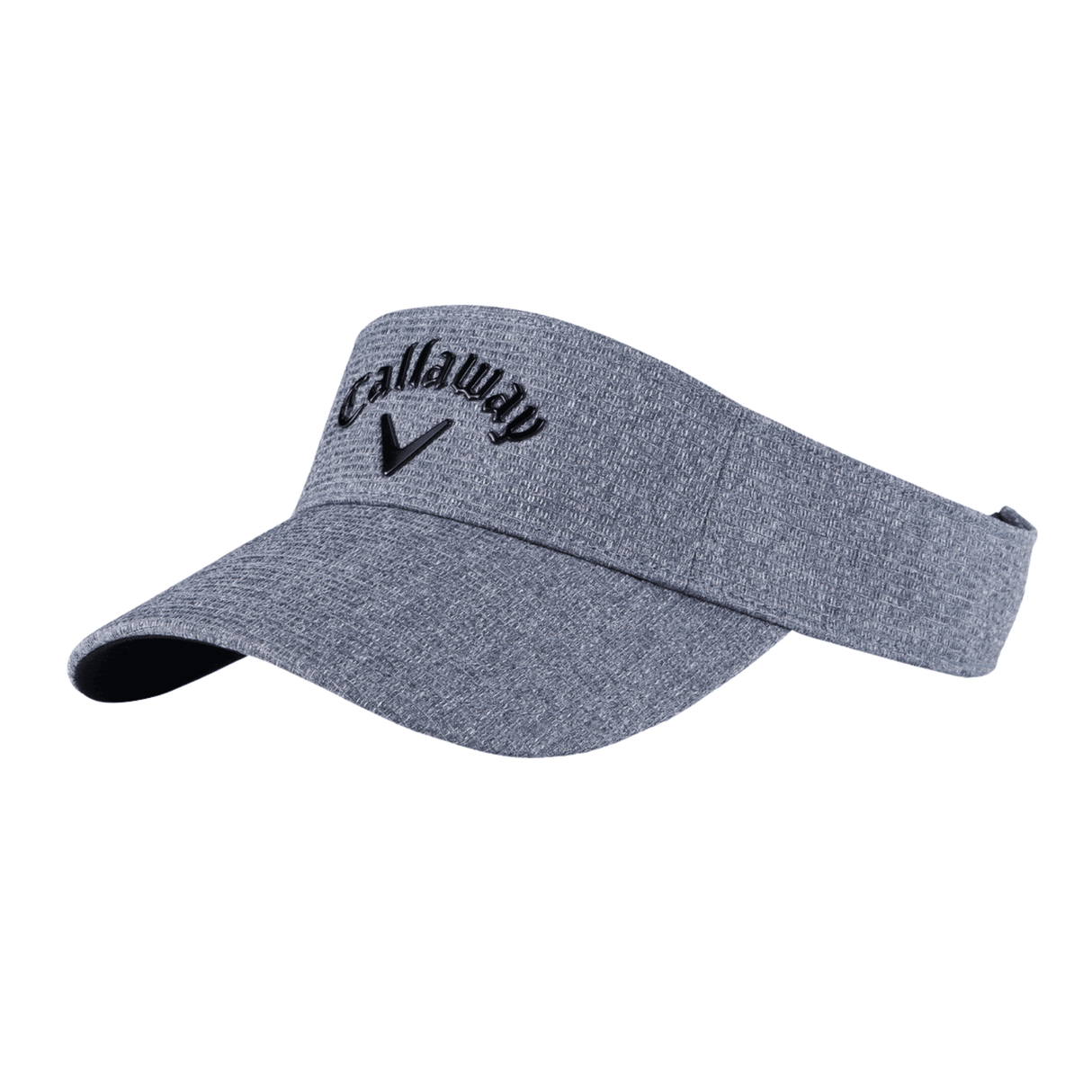 Graues Callaway Liquid Metal Visier mit schwarzem Schriftzug und verstellbarem Klettverschluss.