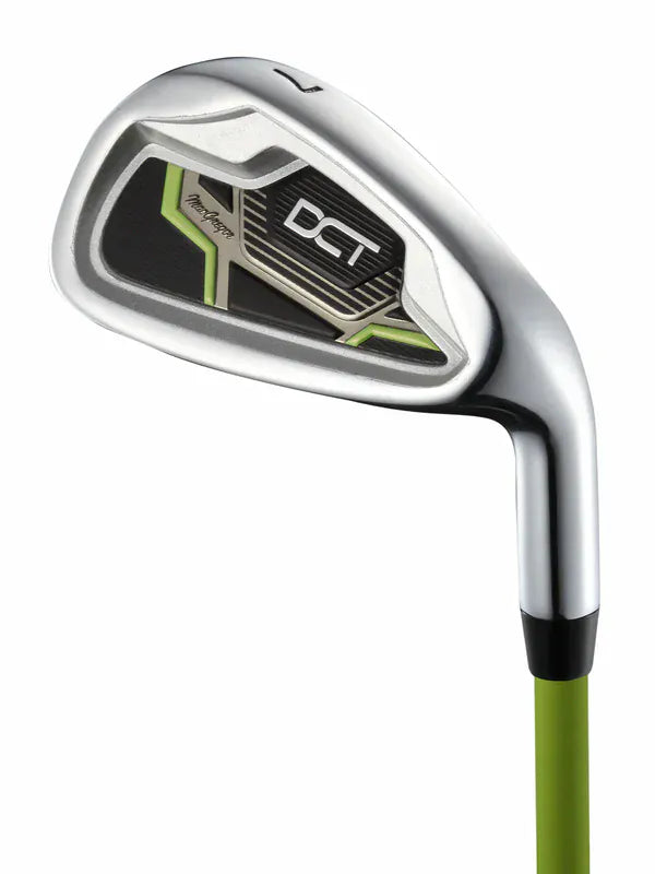 Golf-Eisen mit silbernem Kopf und grünem Schaft, DCT Junior 3-5 Jahre.