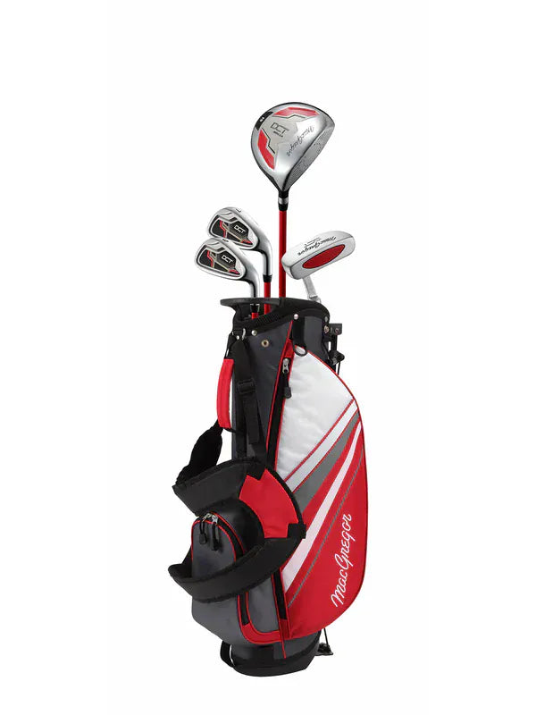 Rotes Big Max Golfset für Jungen 6-8 Jahre mit rechten Schlägern und weiß-rotem Carrybag.