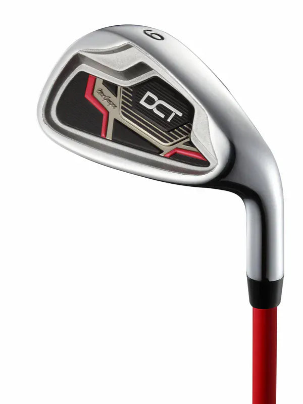 Golf-Eisen DCT Junior mit rotem Schaft und silbernem Kopf für Rechtshänder.