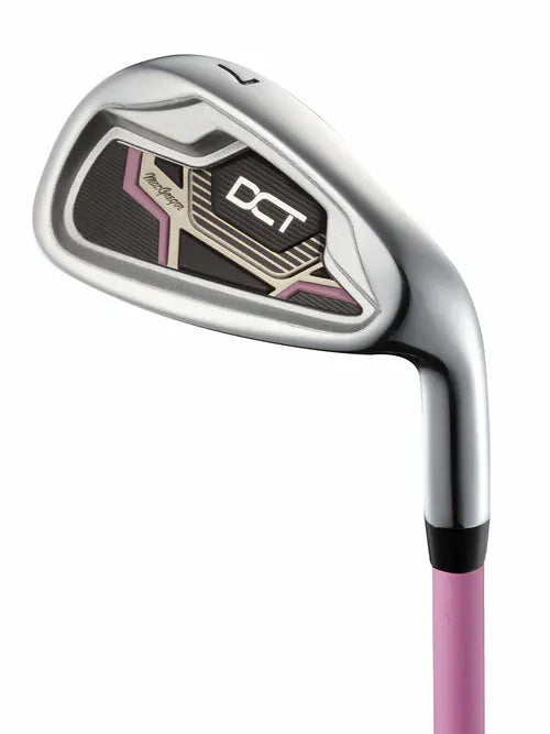 Kinder-Golf-Eisen mit silbernem Kopf und pinkem Schaft, Modell DCT Junior Girls 6-8 Jahre.