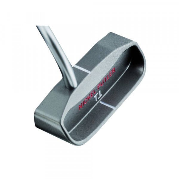 Nickel Putter Two Metal 109 Golfschläger mit silbernem Metallkopf und rotem Schriftzug.