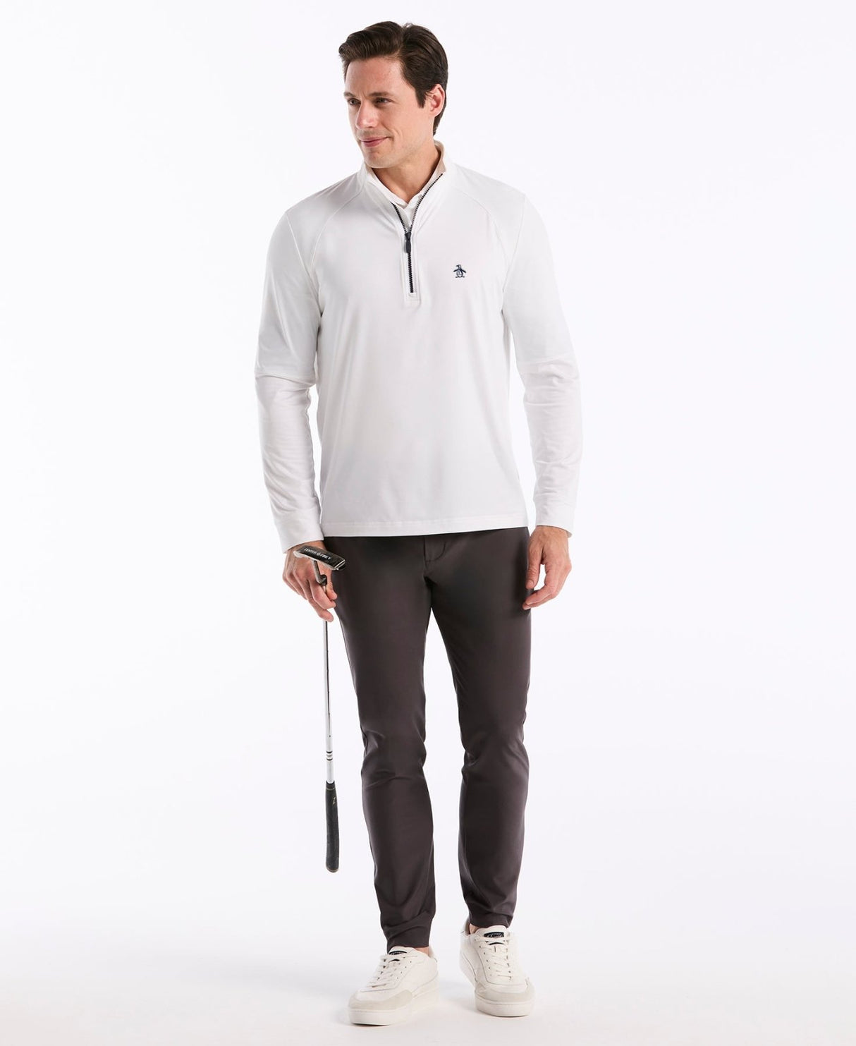 Pull homme Original Penguin Mixed Media à fermeture éclair 1/4