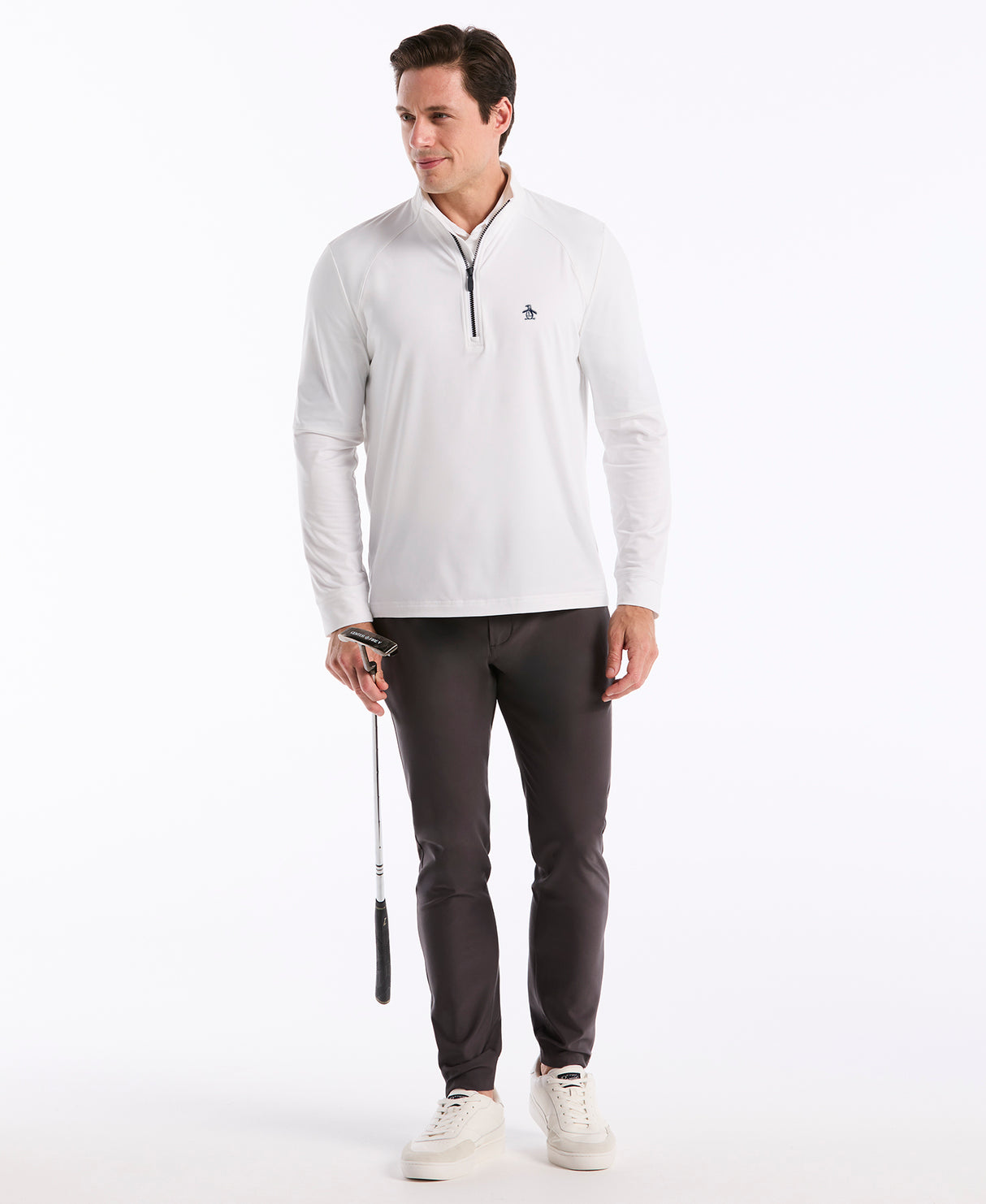 Pull homme Original Penguin Mixed Media à fermeture éclair 1/4