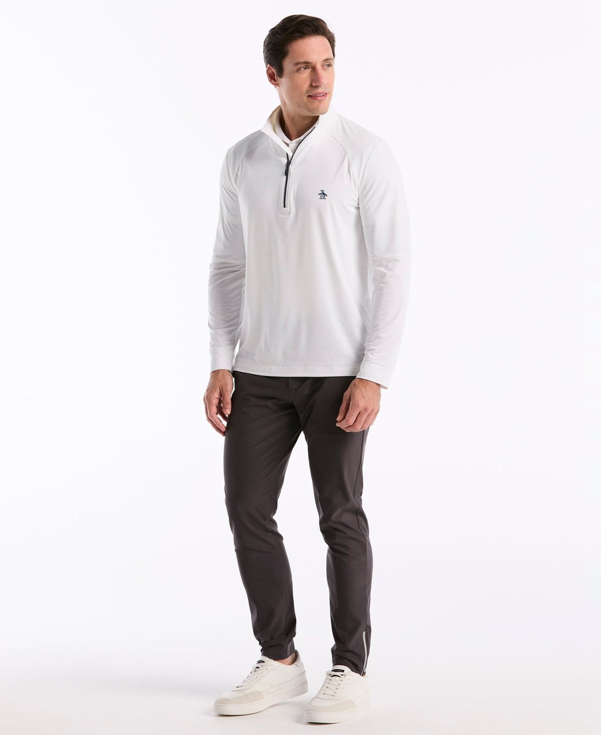 Pull homme Original Penguin Mixed Media à fermeture éclair 1/4