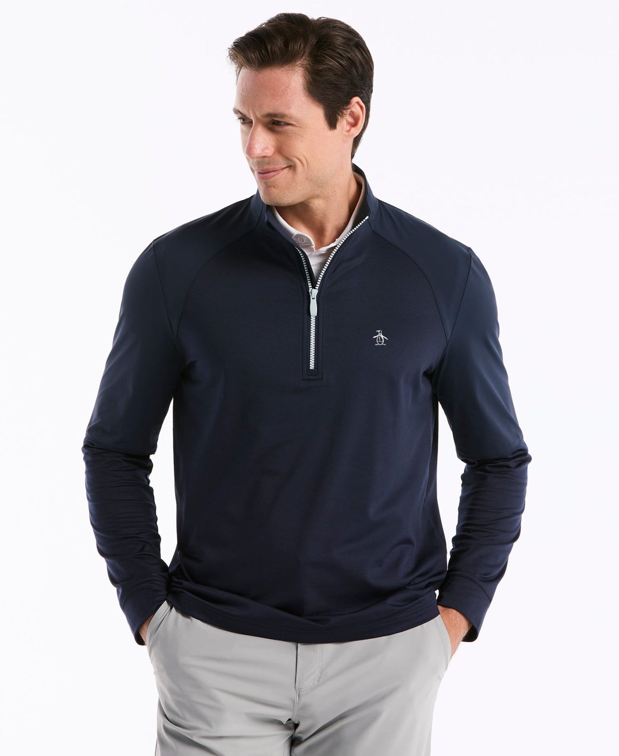 Pull homme Original Penguin Mixed Media à fermeture éclair 1/4