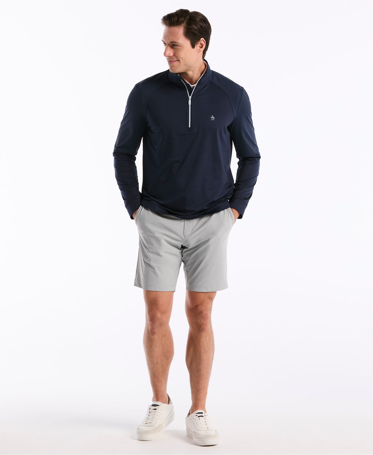 Pull homme Original Penguin Mixed Media à fermeture éclair 1/4