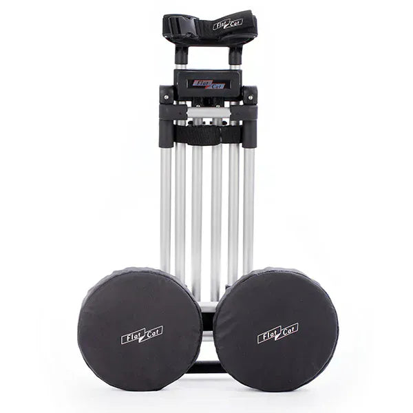 Schwarze Flat Cat Radabdeckungen aus robustem Material für Golf-Trolleyräder, Satz 2 Stück.