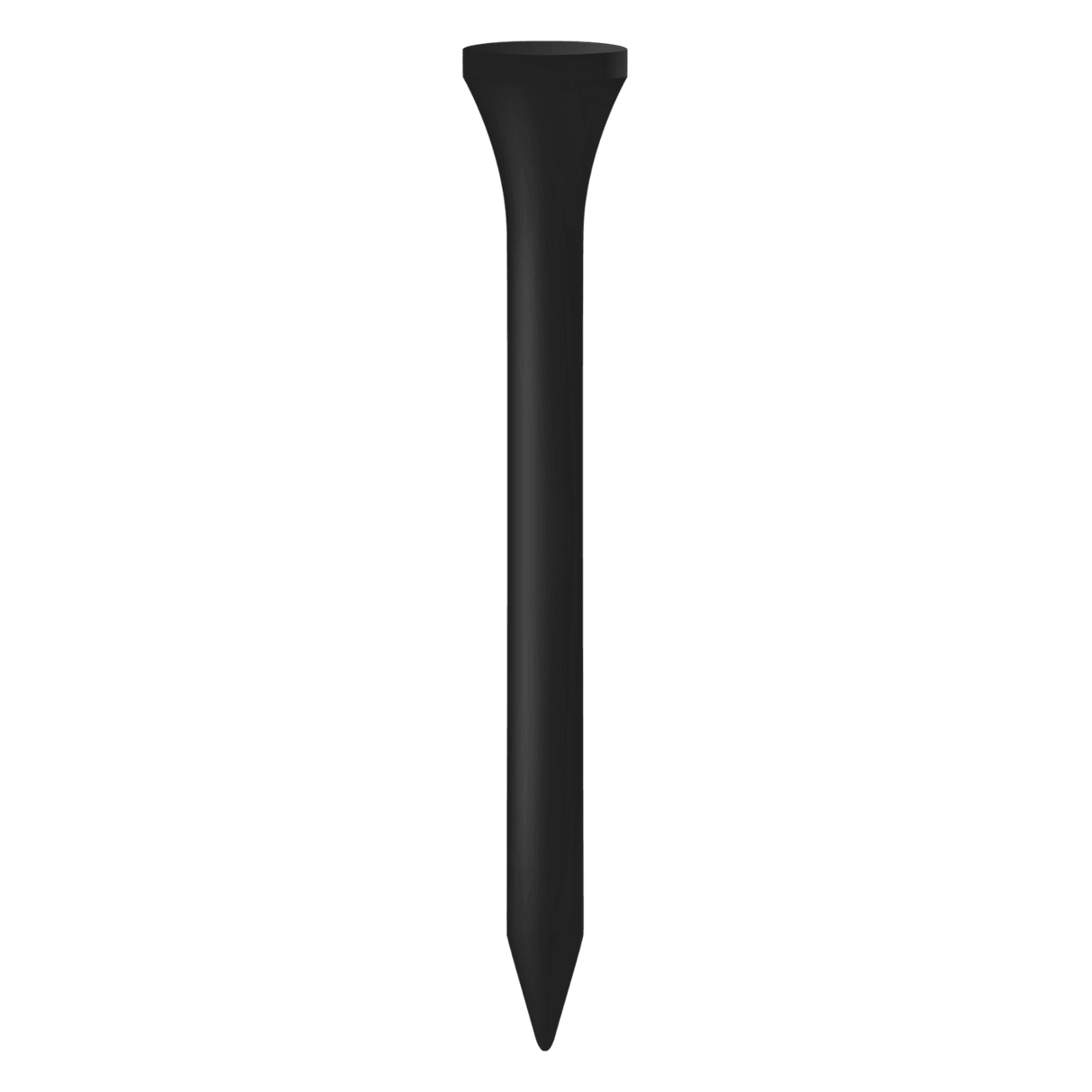 Schwarzer kurzer Holztee mit flachem Kopf, 5,4 cm lang.