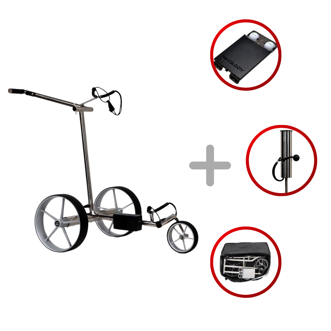 Haicaddy® HC5 Elektrocaddy Golftrolley Elektrisch Tourmade Silber/Silber