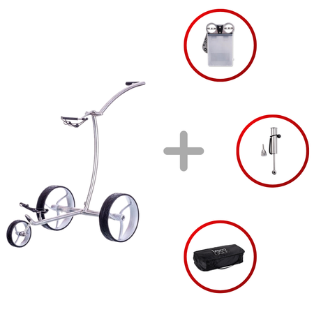 Trendgolf Walker Elektrotrolley 2025 Golftrolley Elektrisch Trendgolf Edelstahl poliert blau