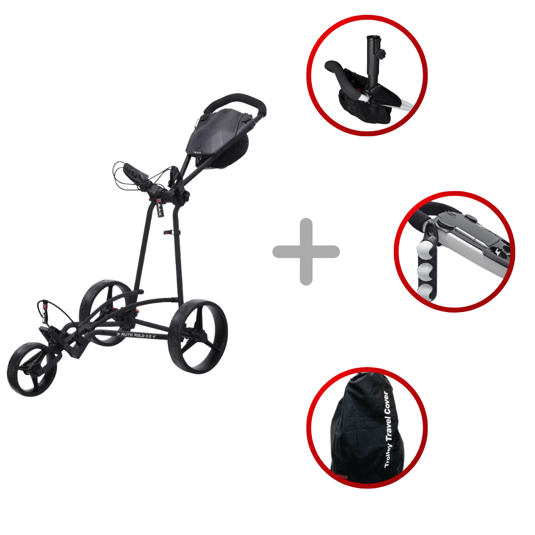 Big Max Autofold X2 Chariot de golf - Phantom Black (Accessoires inclus)