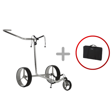 JuCad Carbon Dreirädrig - Silber/Schwarz Golftrolley Jucad Golf Silber-Schwarz Blau Blau