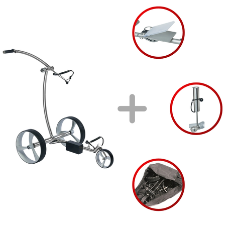 Leisure Golf Taurus Slim Line Elektrotrolley 2025 Golftrolley Elektrisch Leisure Golf Poliert hellblau