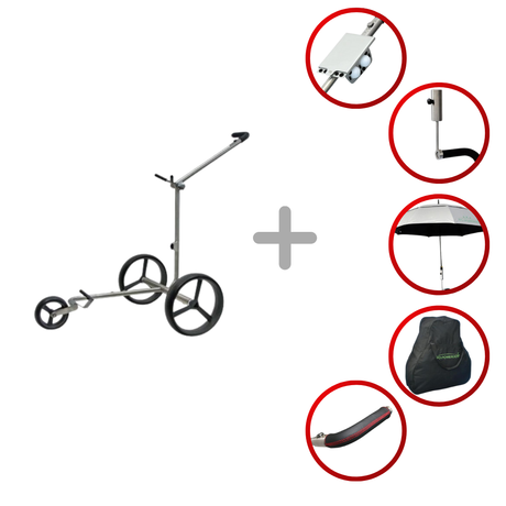 PG Powergolf Challenger Flat Titan Lithium-Ionen-Akku 45+ Loch (Inkl. Zubehör) Golftrolley Elektrisch PG-Powergolf blau blau Ja