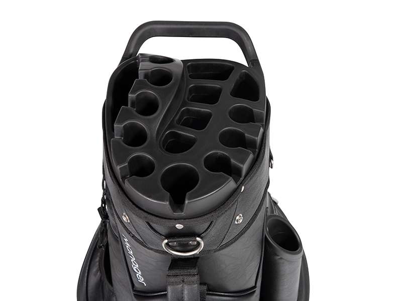 Schwarzer JuCad Bag Manager PLUS Golfbag Organizer mit mehreren Fächern und robustem Griff.