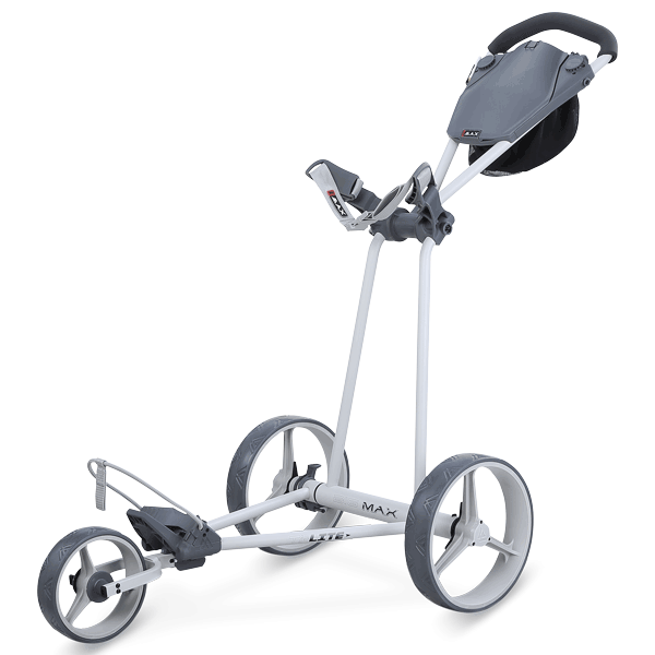 Grauer Big Max TI-Lite Golftrolley mit drei Rädern und ergonomischem Griff.