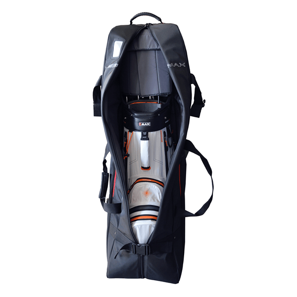 Schwarze Big Max Traveler Golf-Travelcover mit gepolstertem Tragegriff und robustem Reißverschluss.