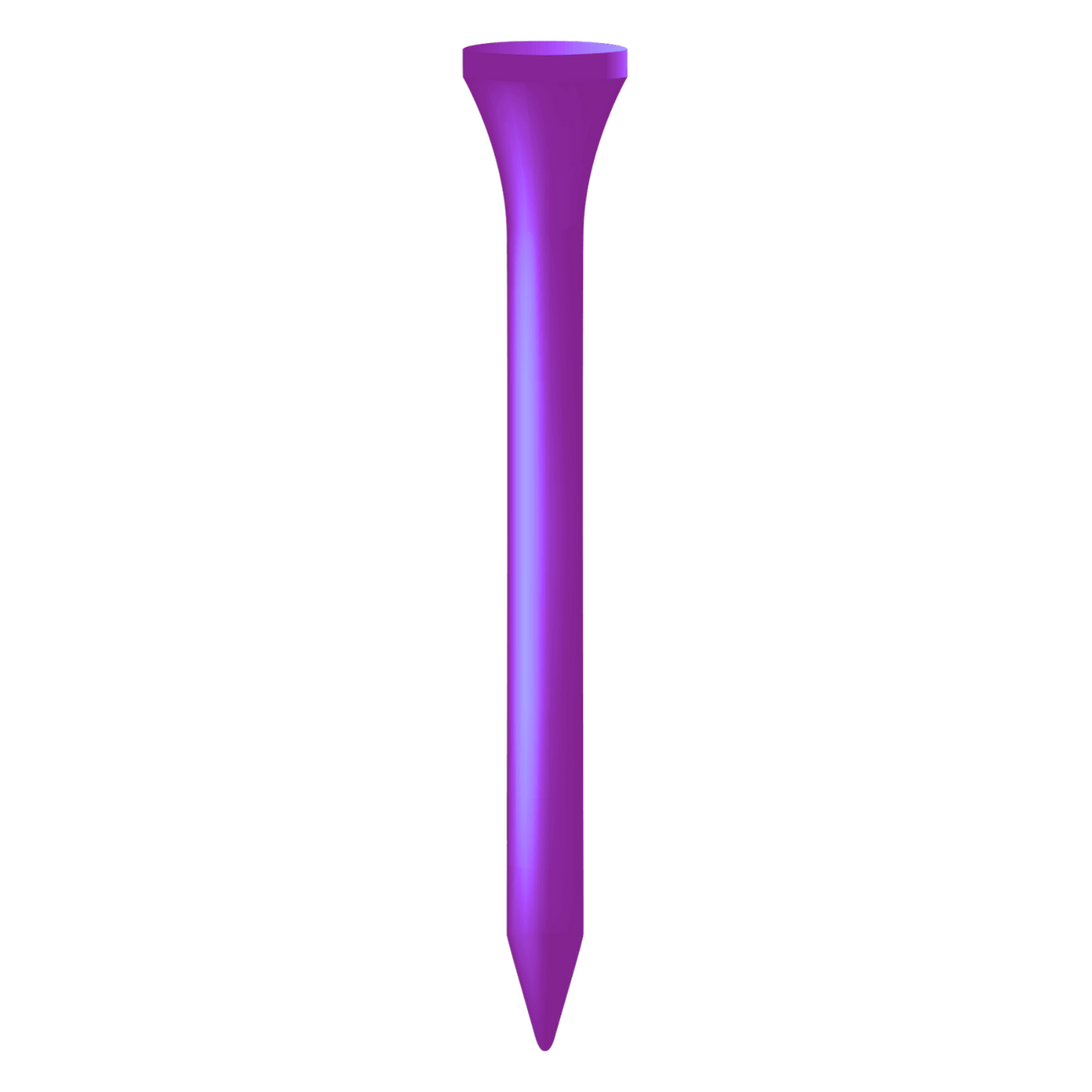 Kurzes Holztees in lila, 5,4 cm lang, glatte Oberfläche und spitz zulaufend.