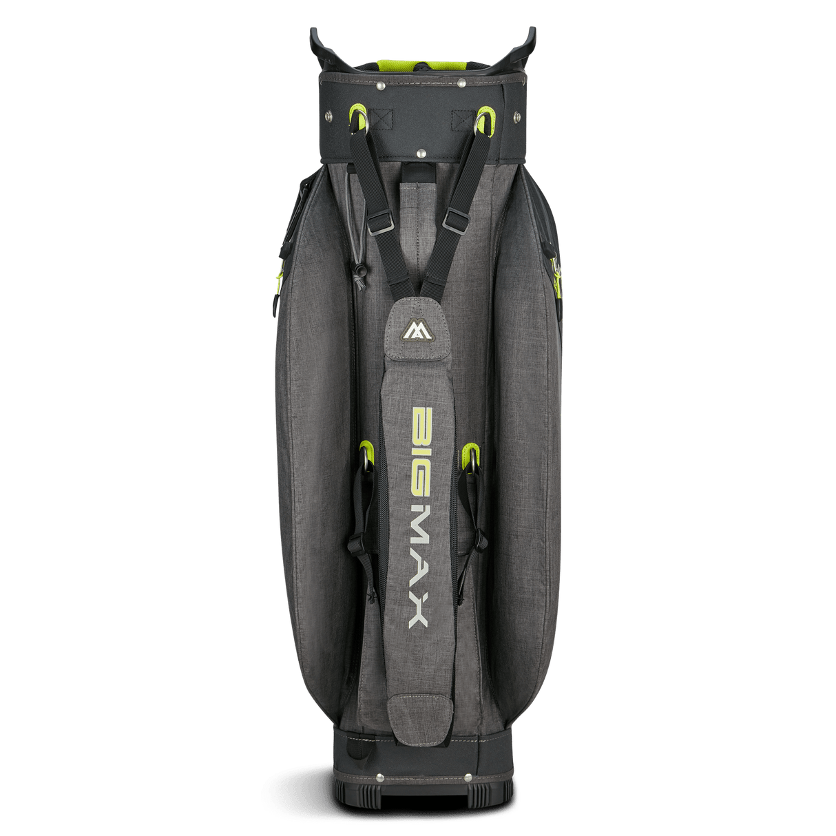 Schwarzes Big Max Aqua Tour 4 Cartbag mit Lime-Akzenten und gepolsterten Tragegurten, robustes Material.