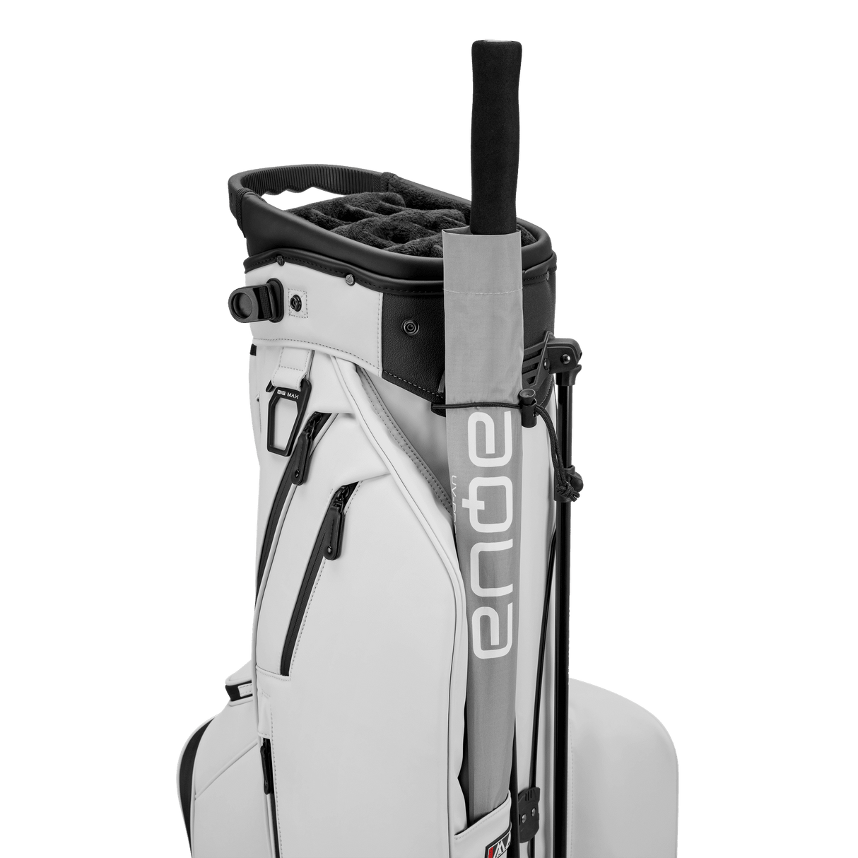 Schwarzes Big Max Dri Lite Hybrid Prime Golfbag mit mehreren Fächern und Tragegriff.
