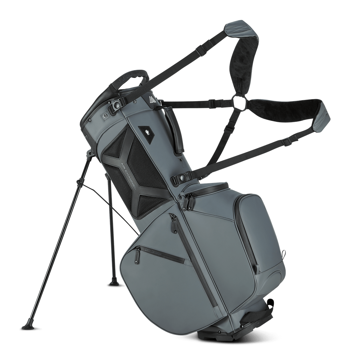 Schwarzes Big Max Dri Lite Hybrid Prime Golf-Standbag mit mehreren Fächern und Tragegurt.