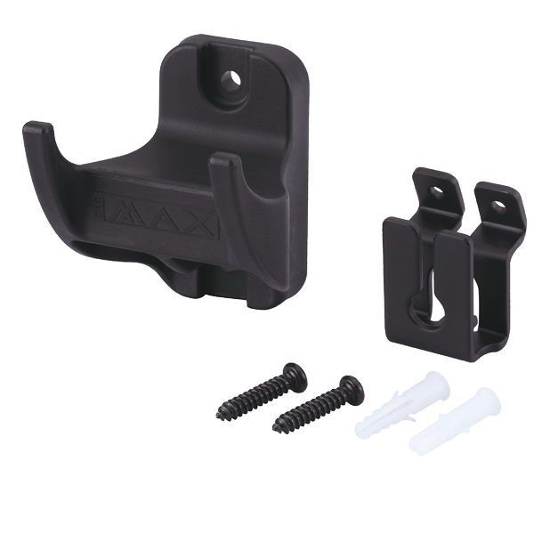 Schwarzer Big Max Wandhaken aus Kunststoff mit Schrauben und Dübeln, für Trolley Zubehör.