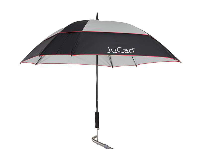 JuCad Teleskop-Golfschirm Windproof mit Schirmstift Jucad Golf Schwarz-Silber-Rot
