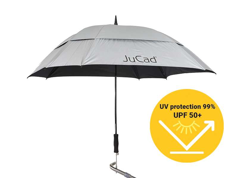 JuCad Teleskop-Golfschirm Windproof mit Schirmstift Jucad Golf Silber (UV-Schutz)