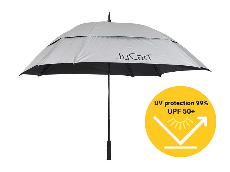 JuCad Schirm Windproof ohne Schirmstift Jucad Golf Silber (UV-Schutz)