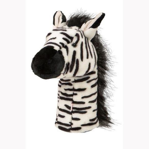 Schwarze und weiße Zebra-Golfschlägerhaube mit gestreiftem Muster und schwarzer Mähne.