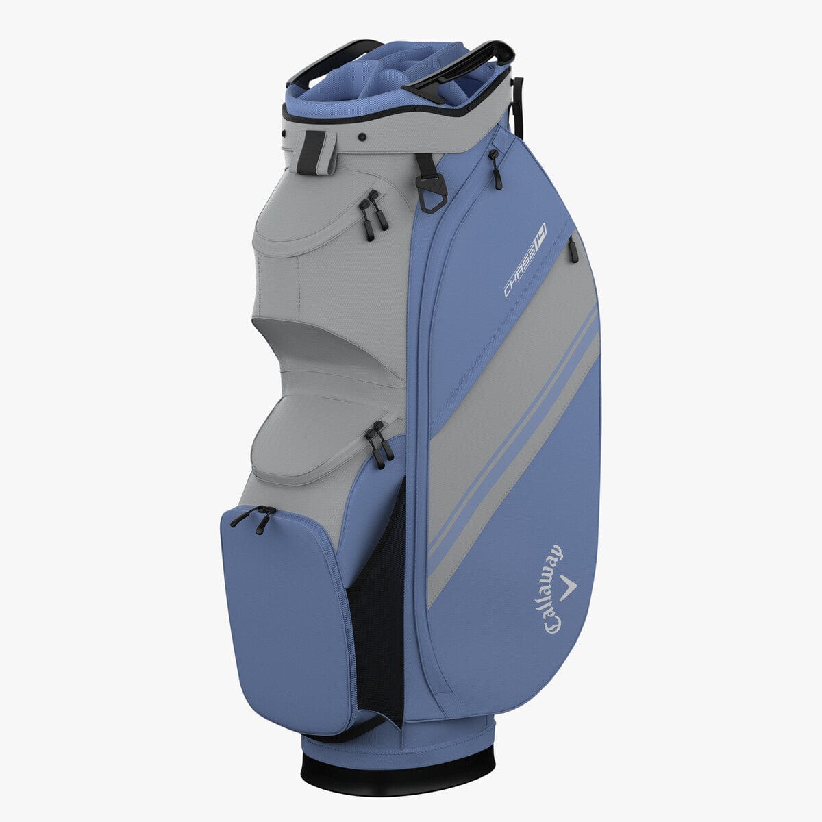 Callaway Chase 14 Cart Bag in Marineblau mit hellgrauen Akzenten und mehreren Taschen.