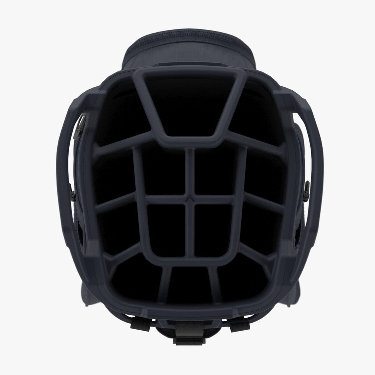 Schwarzer Callaway ORG 14 Cart Bag mit 14 Fächern für Golfschläger, oben geöffnet.