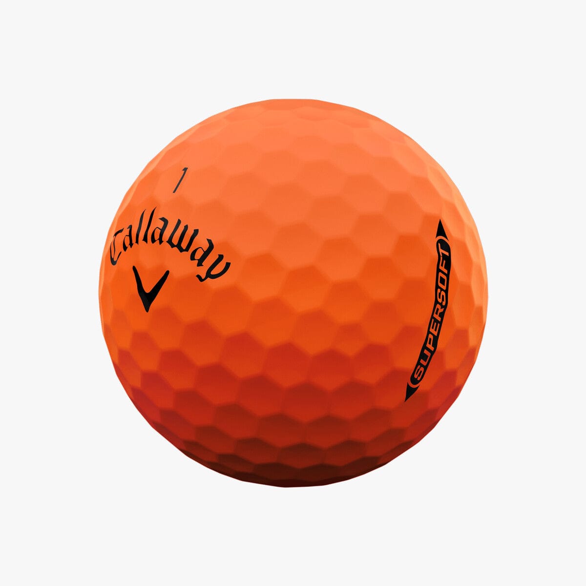 Oranger Callaway Supersoft Matte Golfball mit strukturiertem, mattiertem Finish.