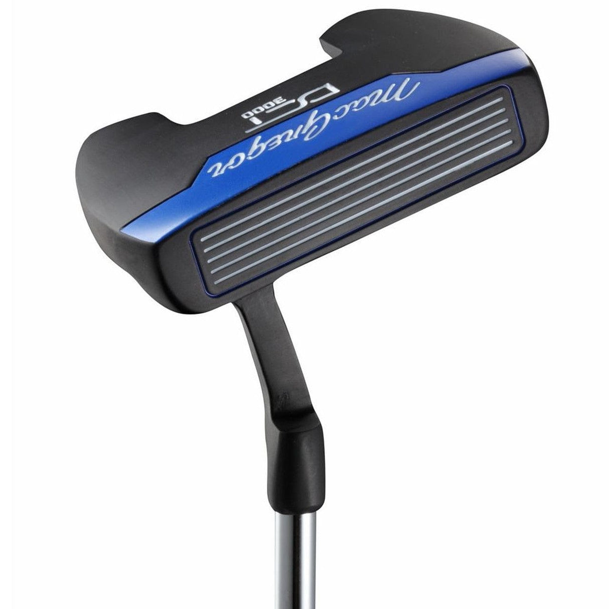 Golf-Putter MacGregor DCT3000 in Schwarz und Blau mit geriffelter Schlagfläche.