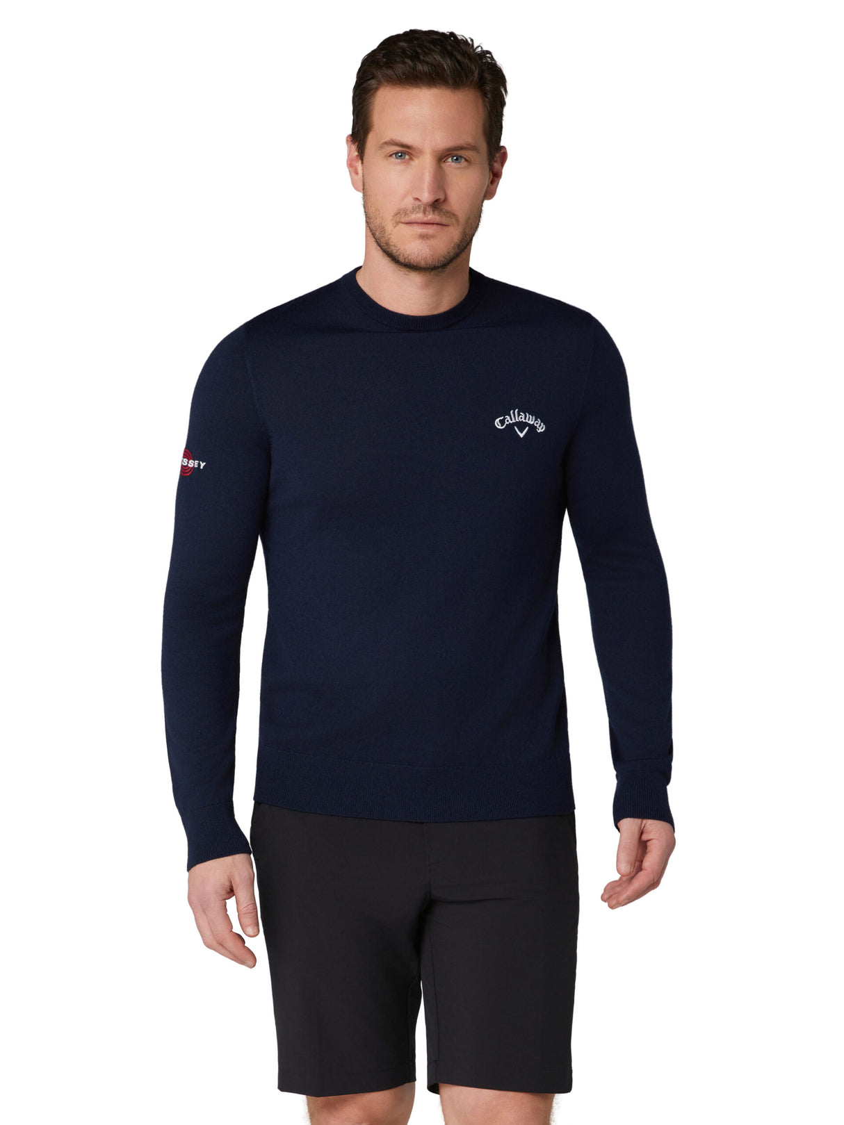 Callaway Herren Merino Rundhals-Pullover Navy Blue