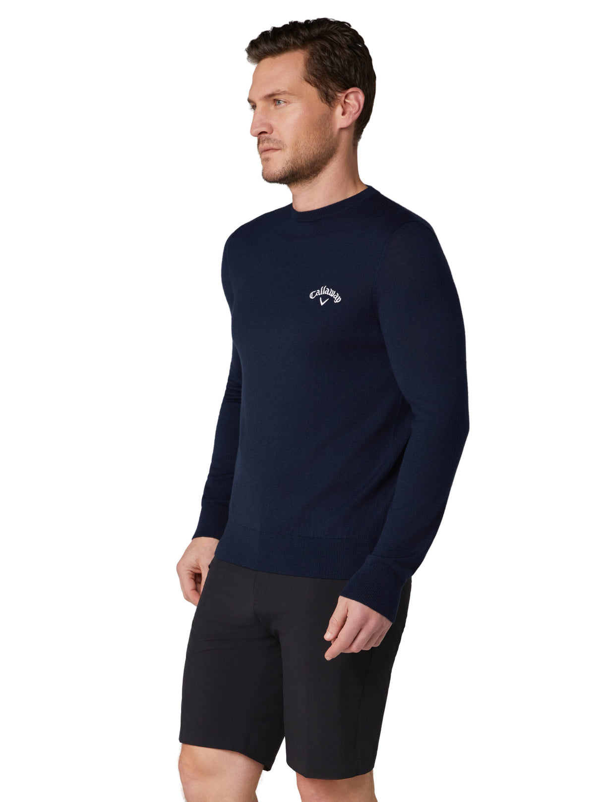 Callaway Herren Merino Rundhals-Pullover Navy Blue Ansicht 3