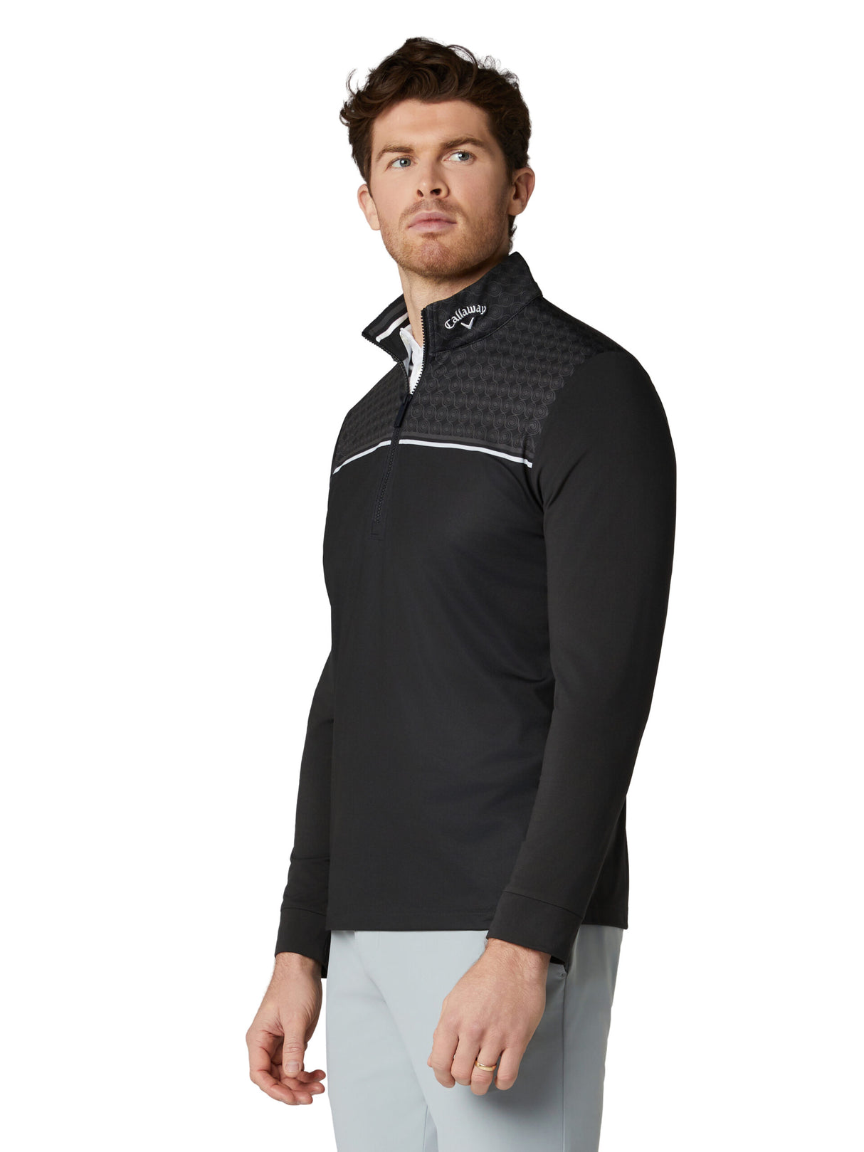 Callaway Herren Odyssey Print 1/4 Zip Langarm Caviar Ansicht 3