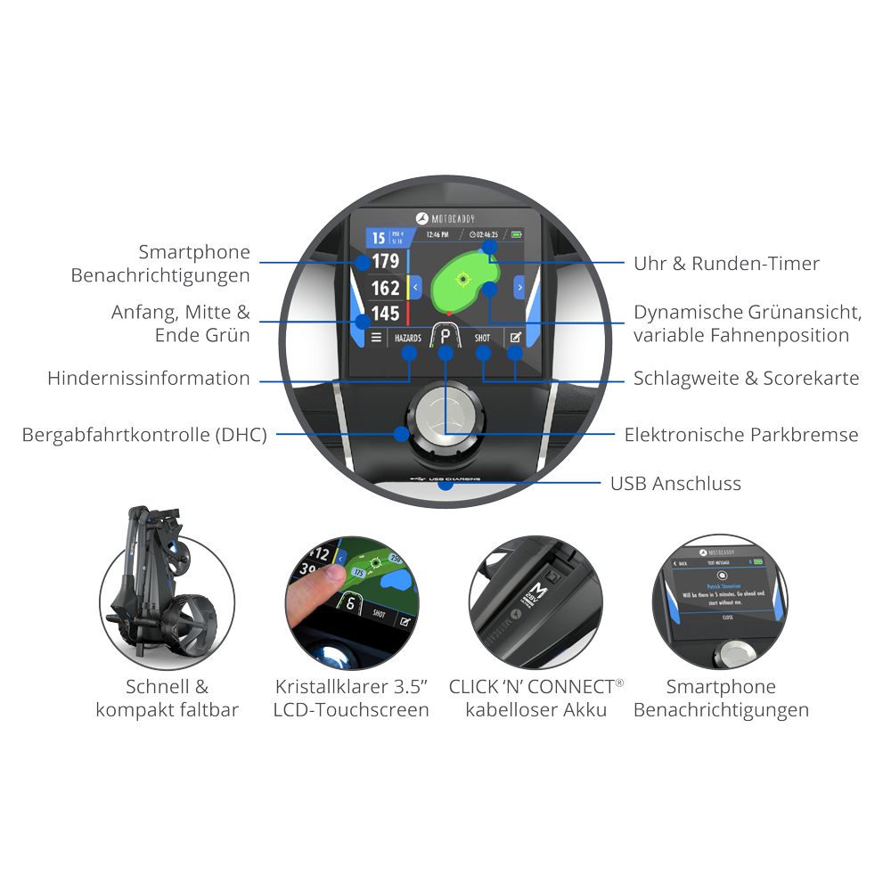 Motocaddy M5 GPS DHC Ultra Lithium Electric Trolley 2025 Golftrolley Elektrisch Motocaddy Golf