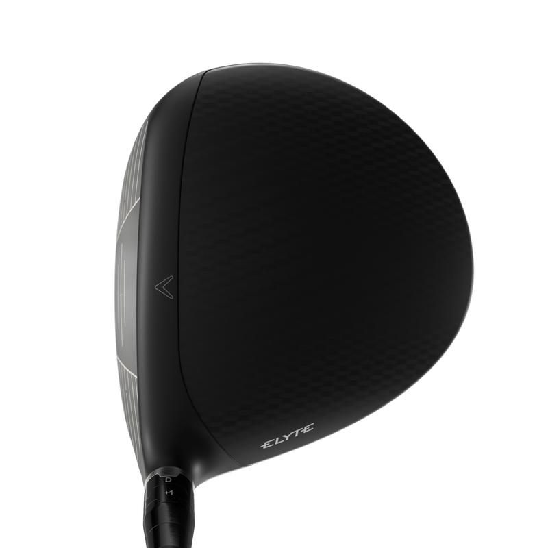 Schwarzer Elyte Golf-Driver mit mattierter Oberfläche und modernem Design, leicht gewölbte Form.