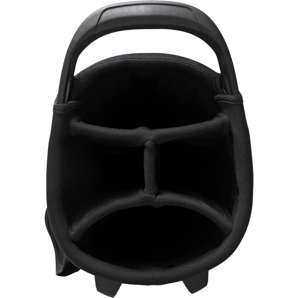 Schwarzer Callaway Chase Dry Golfstandbag mit fünffach unterteiltem Schlägerfach und Tragegriff.